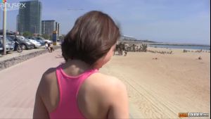 Adorable teen chick flashes her tits in a public place sex v