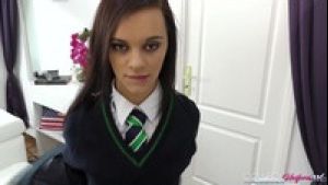 Shy Brunette Lea Guerlin Fucked In A Tight Sexy Uniform original